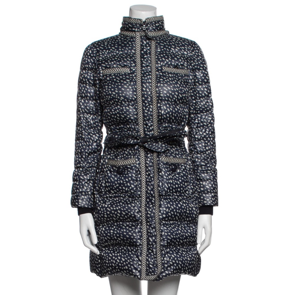EUC TORY BURCH WINTER DOWN COAT/PARKA - NAVY ANIMAL PRINT SZ4